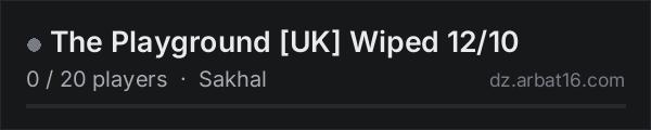 The Playground [UK] Wiped 12/10 on the AR16 DayZ server list