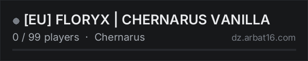 [EU] FLORYX | CHERNARUS VANILLA on the AR16 DayZ server list