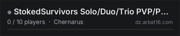 StokedSurvivors Solo/Duo/Trio PVP/PVE ChillOrKill Trader,Custom on the AR16 DayZ server list