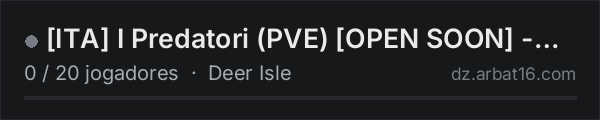 [ITA] I Predatori (PVE) [OPEN SOON] - discord.gg/wc5uFynrSF na lista de servidores de DayZ da AR16