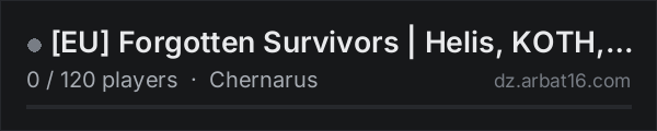 [EU] Forgotten Survivors | Helis, KOTH, Airdrop And More on the AR16 DayZ server list