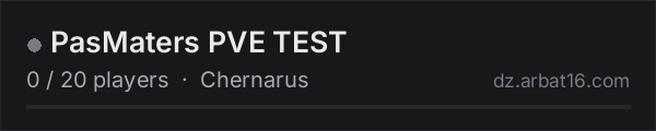 PasMaters PVE TEST on the AR16 DayZ server list