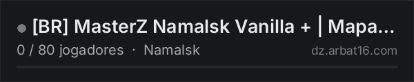 [BR] MasterZ Namalsk Vanilla + | Mapa | Raid | BASE BUNKER na lista de servidores de DayZ da AR16
