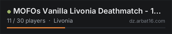 MOFOs Vanilla Livonia Deathmatch - 1PP|discord.gg/cXU4rNGhMM on the AR16 DayZ server list