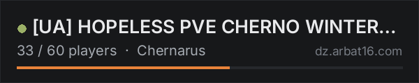 [UA] HOPELESS PVE CHERNO WINTER (hard + bots) on the AR16 DayZ server list