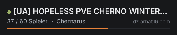 [UA] HOPELESS PVE CHERNO WINTER (hard + bots) in der DayZ-Serverliste von AR16