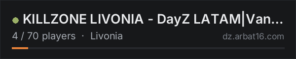 KILLZONE LIVONIA - DayZ LATAM|Vanilla+|RAID|5-MAX|KOTH|WIPE 19/ on the AR16 DayZ server list