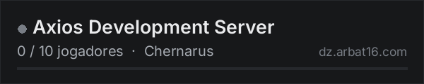 Axios Development Server na lista de servidores de DayZ da AR16