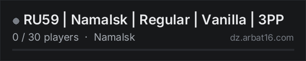 RU59 | Namalsk | Regular | Vanilla | 3PP on the AR16 DayZ server list