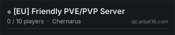 EU Friendly PVE/PVP Server on the AR16 DayZ server list