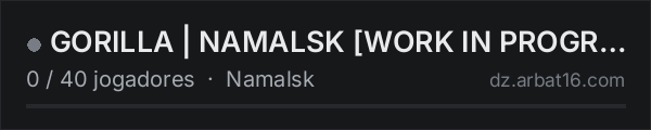 GORILLA | NAMALSK [WORK IN PROGRESS] na lista de servidores de DayZ da AR16