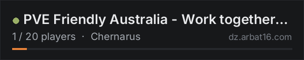 PVE Friendly Australia - Work together | 1.30 on the AR16 DayZ server list