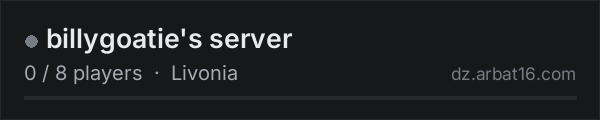 billygoatie's server on the AR16 DayZ server list