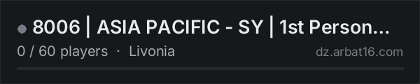 8006 | ASIA PACIFIC - SY | 1st Person Only on the AR16 DayZ server list