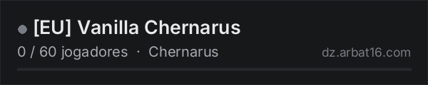 EU Vanilla Chernarus na lista de servidores de DayZ da AR16