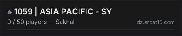 1059 | ASIA PACIFIC - SY on the AR16 DayZ server list