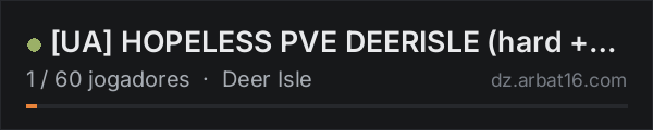 [UA] HOPELESS PVE DEERISLE (hard + bots) na lista de servidores de DayZ da AR16