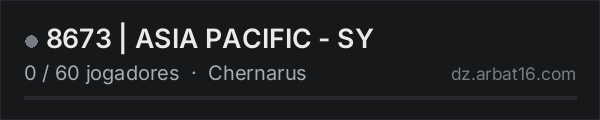 8673 | ASIA PACIFIC - SY na lista de servidores de DayZ da AR16