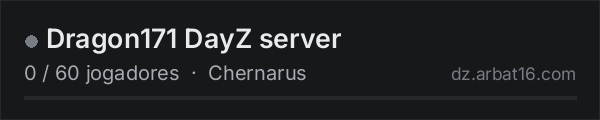 Dragon171 DayZ server na lista de servidores de DayZ da AR16