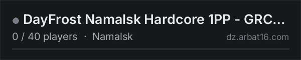 DayFrost Namalsk Hardcore 1PP - GRC Softly-Modded on the AR16 DayZ server list