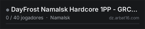 DayFrost Namalsk Hardcore 1PP - GRC Softly-Modded na lista de servidores de DayZ da AR16
