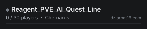 Reagent_PVE_AI_Quest_Line on the AR16 DayZ server list