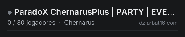 ParadoX ChernarusPlus | PARTY | EVENTS | TRADER | PVP na lista de servidores de DayZ da AR16