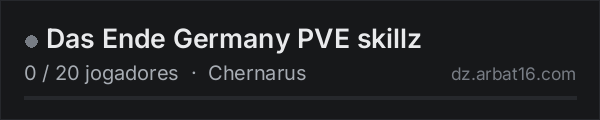 Das Ende Germany PVE skillz na lista de servidores de DayZ da AR16