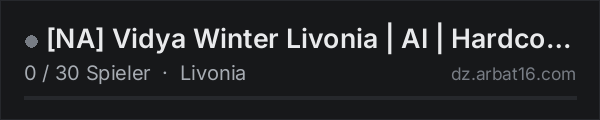 NA Vidya Winter Livonia | AI | Hardcore 1PP | Trader in der DayZ-Serverliste von AR16