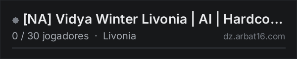 [NA] Vidya Winter Livonia | AI | Hardcore 1PP | Trader na lista de servidores de DayZ da AR16