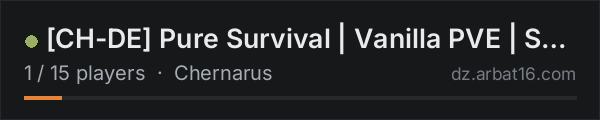 [CH-DE] Pure Survival | Vanilla PVE | Survivor-Missions on the AR16 DayZ server list