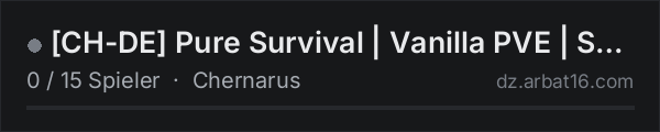 CH-DE Pure Survival | Vanilla PVE | Survivor-Missions in der DayZ-Serverliste von AR16