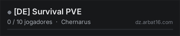 [DE] Survival PVE na lista de servidores de DayZ da AR16