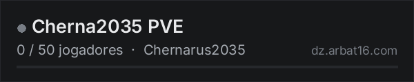 Cherna2035 PVE na lista de servidores de DayZ da AR16