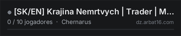 [SK/EN] Krajina Nemrtvych | Trader | Mutants | Loot 1,5x | Cars na lista de servidores de DayZ da AR16