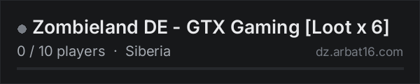 Zombieland DE - GTX Gaming Loot x 6 on the AR16 DayZ server list