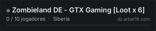 Zombieland DE - GTX Gaming [Loot x 6] na lista de servidores de DayZ da AR16