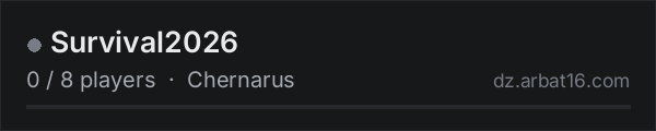 Survival2026 on the AR16 DayZ server list