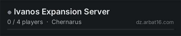 Ivanos Expansion Server on the AR16 DayZ server list