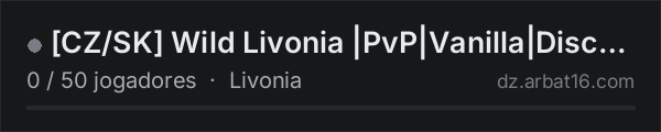 CZ/SK Wild Livonia |PvP|Vanilla|Discord| na lista de servidores de DayZ da AR16