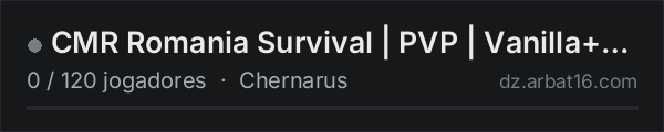 CMR Romania Survival | PVP | Vanilla+ | Max Group 3 na lista de servidores de DayZ da AR16