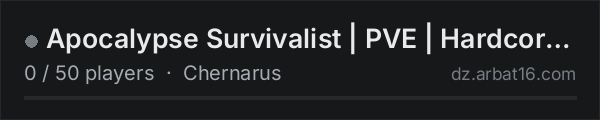 Apocalypse Survivalist | PVE | Hardcore | Winter Chernarus on the AR16 DayZ server list