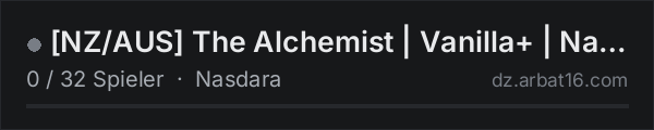NZ/AUS The Alchemist | Vanilla+ | Nasdara in der DayZ-Serverliste von AR16