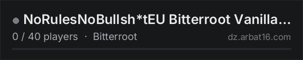 NoRulesNoBullsh*tEU Bitterroot Vanilla+ 1PP discord:nTnyWpt4cq on the AR16 DayZ server list