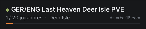 GER/ENG Last Heaven Deer Isle PVE na lista de servidores de DayZ da AR16