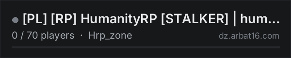 [PL] [RP] HumanityRP [STALKER] | humanityrp.pl on the AR16 DayZ server list