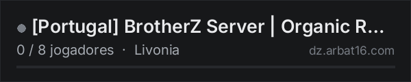 Portugal BrotherZ Server | Organic RP Hardcore na lista de servidores de DayZ da AR16