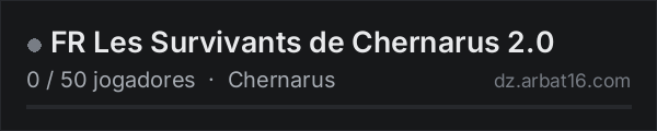 FR Les Survivants de Chernarus 2.0 na lista de servidores de DayZ da AR16
