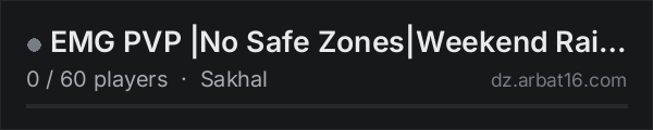 EMG PVP |No Safe Zones|Weekend Raid|Crafting|Blizzards|Tarkov M on the AR16 DayZ server list