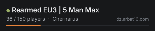 Rearmed EU3 | 5 Man Max on the AR16 DayZ server list